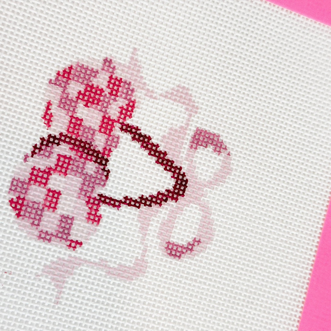 Cotswold Co Designs Disco Cherry Needlepoint Canvas – 2” Hand - Painted on 18 Mesh - Pisgah Needleworks