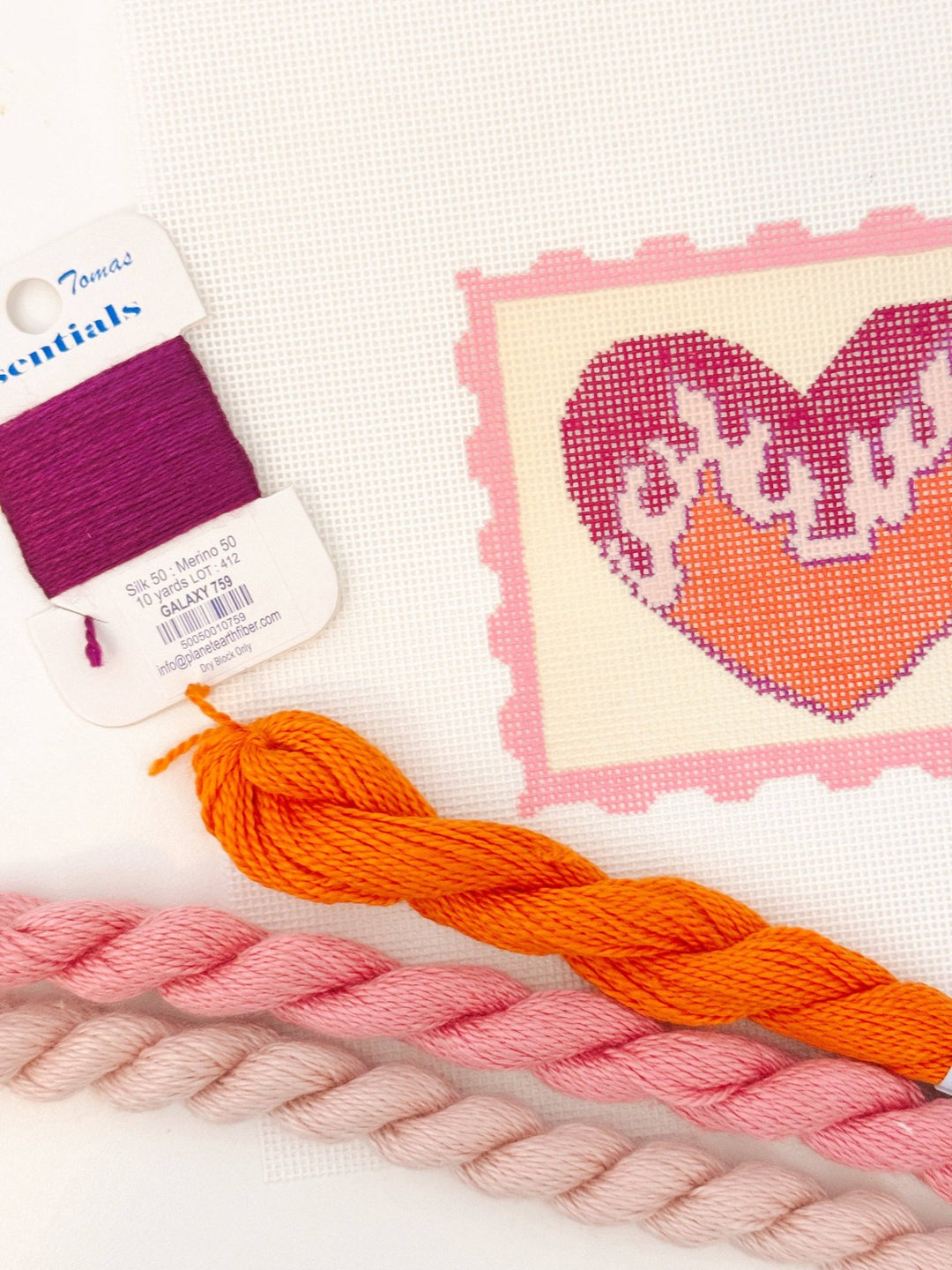 Cotswold Co Designs Flaming Heart Valentine Stamp Needlepoint Canvas | 3" | 18 Mesh - Pisgah Needleworks
