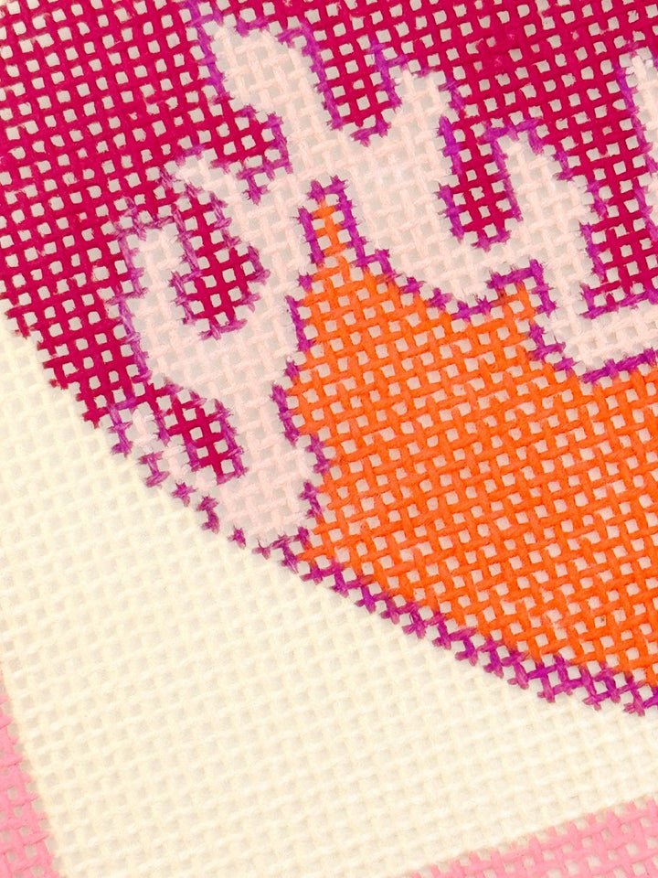Cotswold Co Designs Flaming Heart Valentine Stamp Needlepoint Canvas | 3" | 18 Mesh - Pisgah Needleworks