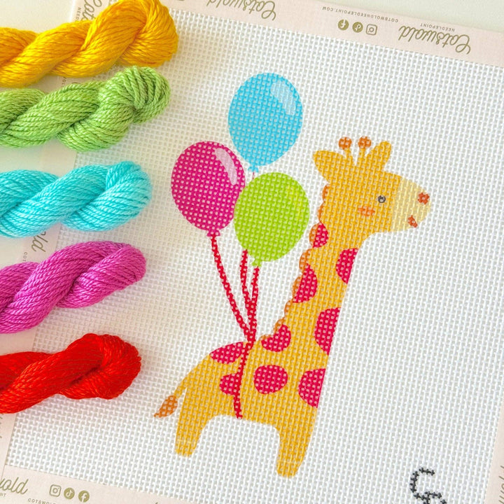 Cotswold Co Designs – Giraffe with Balloons Needlepoint Canvas - Pisgah Needleworks
