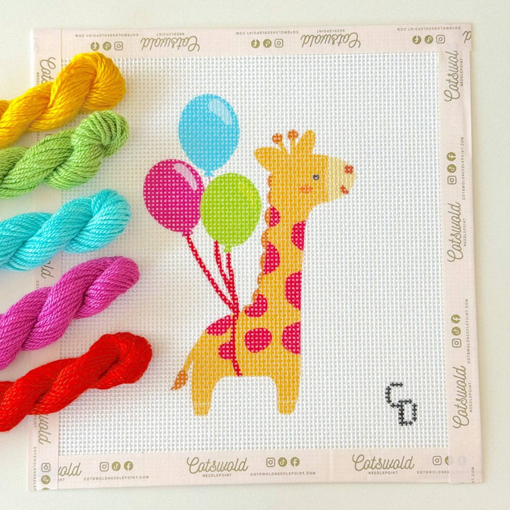 Cotswold Co Designs – Giraffe with Balloons Needlepoint Canvas - Pisgah Needleworks