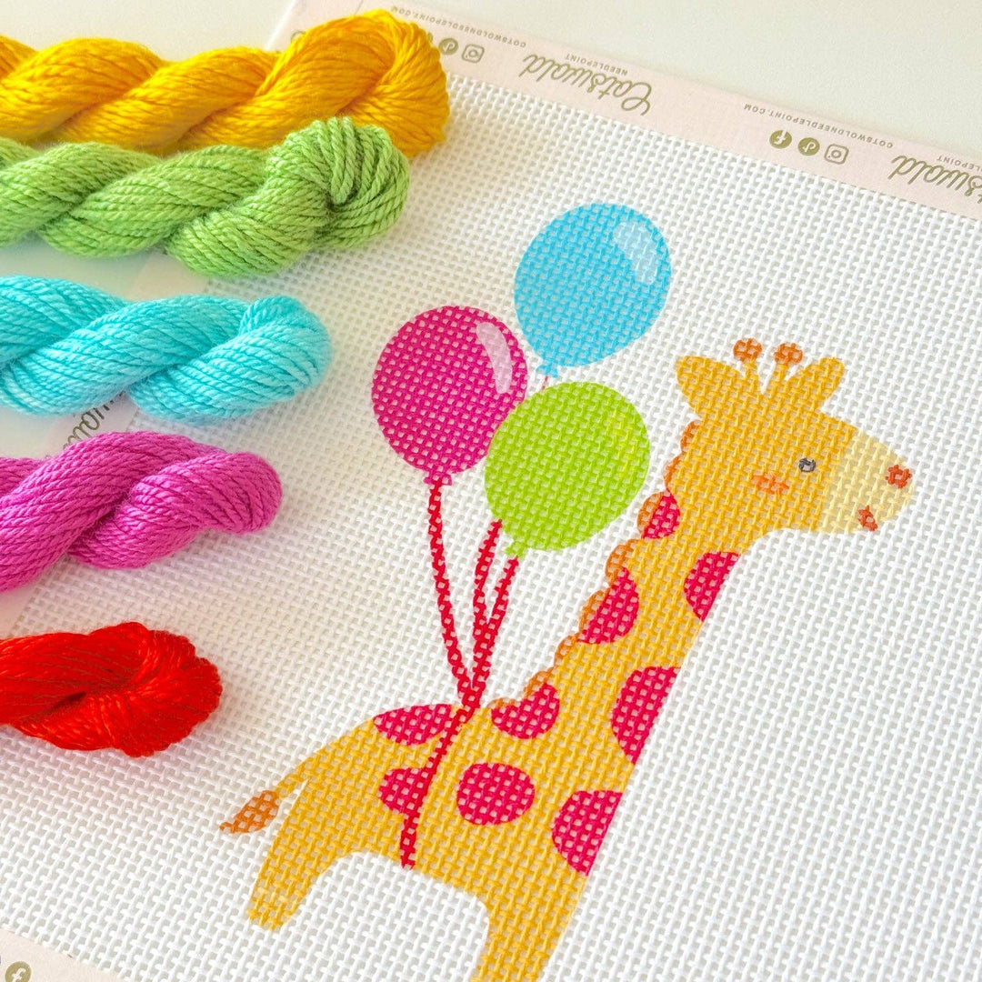 Cotswold Co Designs – Giraffe with Balloons Needlepoint Canvas - Pisgah Needleworks