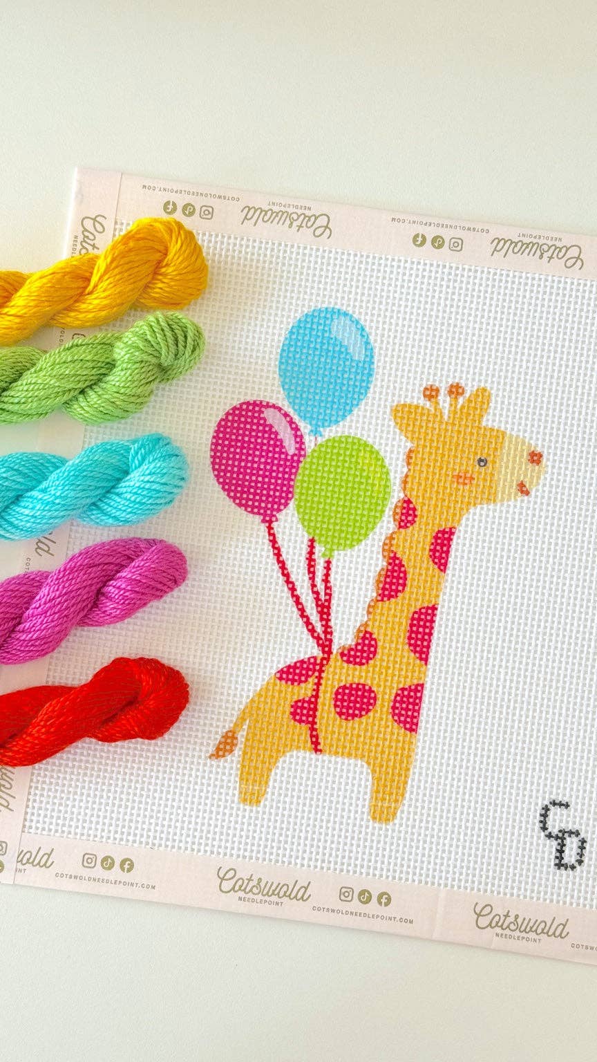 Cotswold Co Designs – Giraffe with Balloons Needlepoint Canvas - Pisgah Needleworks