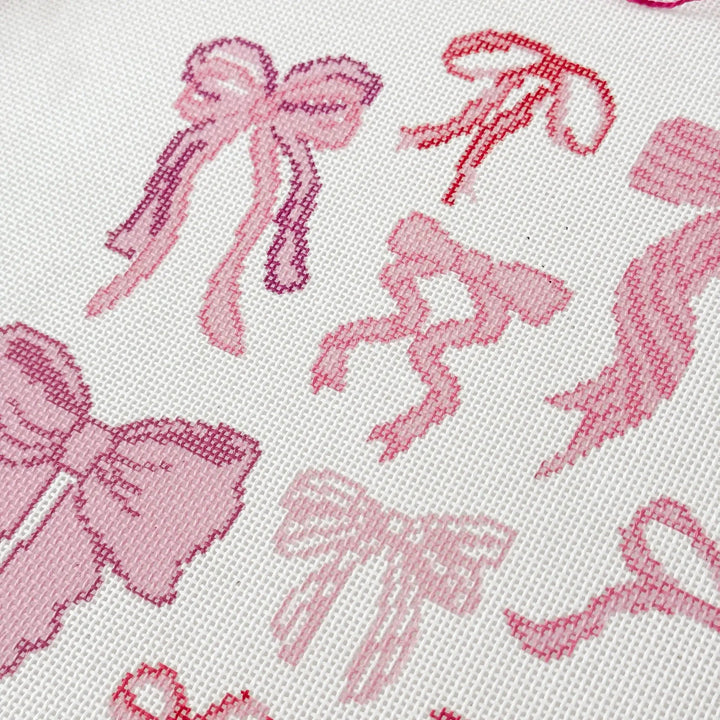 Cotswold Co Designs - Hand Painted Coquette Bow 8” Pillow Needlepoint Canvas - Pisgah Needleworks