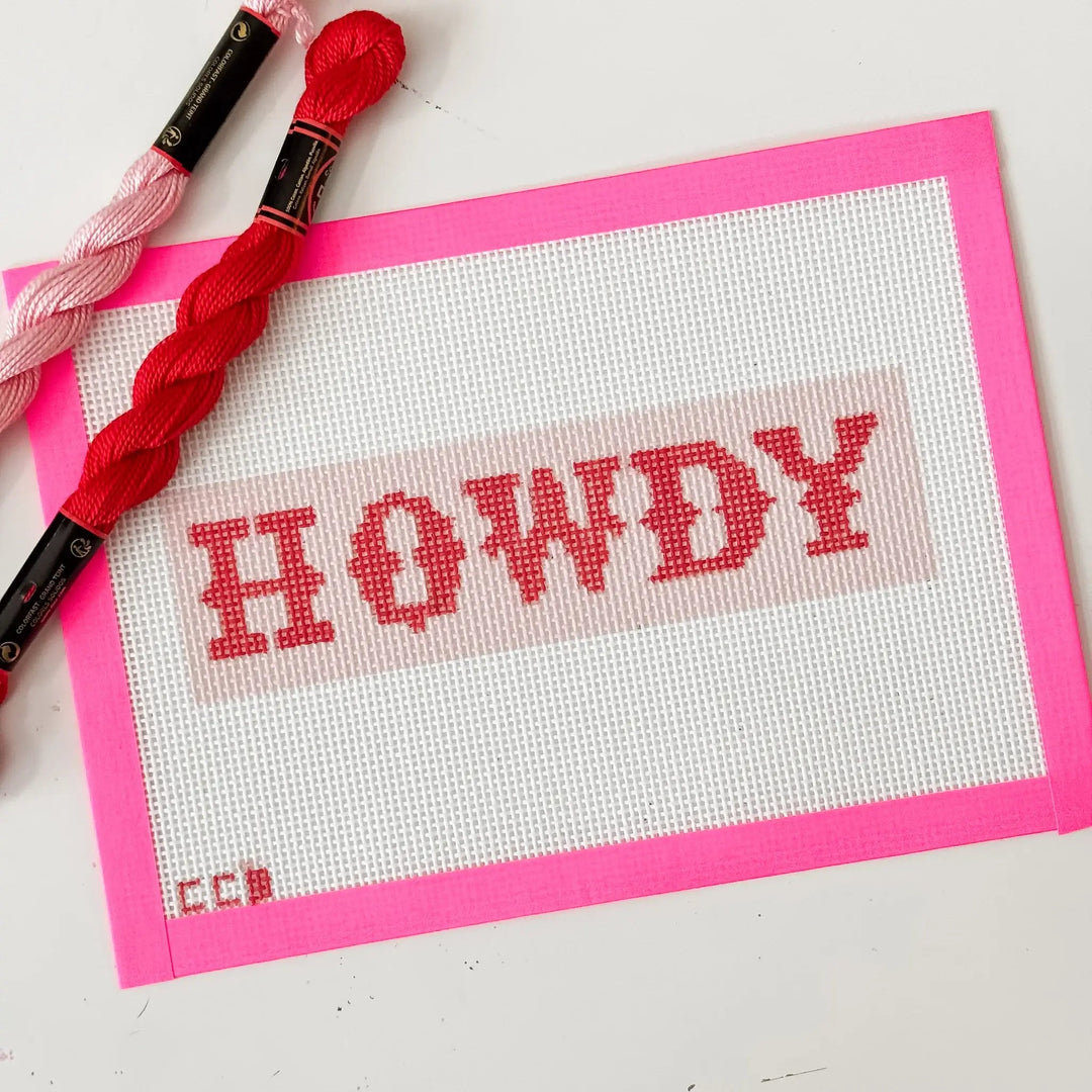 Cotswold Co Designs - Hand - Painted “Howdy” Bookmark Needlepoint Canvas | 2” x 7”  - Pisgah Needleworks