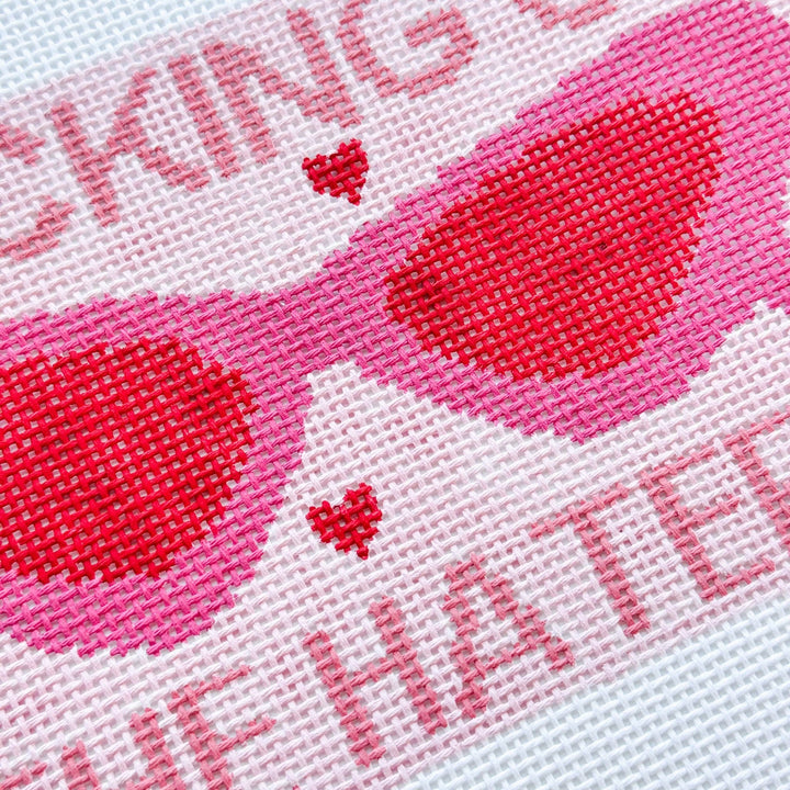 Cotswold Co. Designs Hand - Painted Needlepoint Canvas – “Blocking Out the Haters” Sunglasses Case, 9x4.4”, 13 Mesh - Pisgah Needleworks