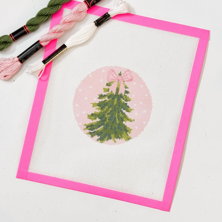 Cotswold Co. Designs Hand - Painted Needlepoint Canvas – Bow Christmas Tree Ornament, 4”, 18 Mesh - Pisgah Needleworks