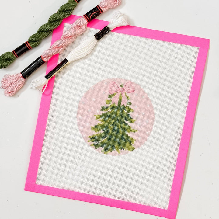 Cotswold Co. Designs Hand - Painted Needlepoint Canvas – Bow Christmas Tree Ornament, 4”, 18 Mesh - Pisgah Needleworks