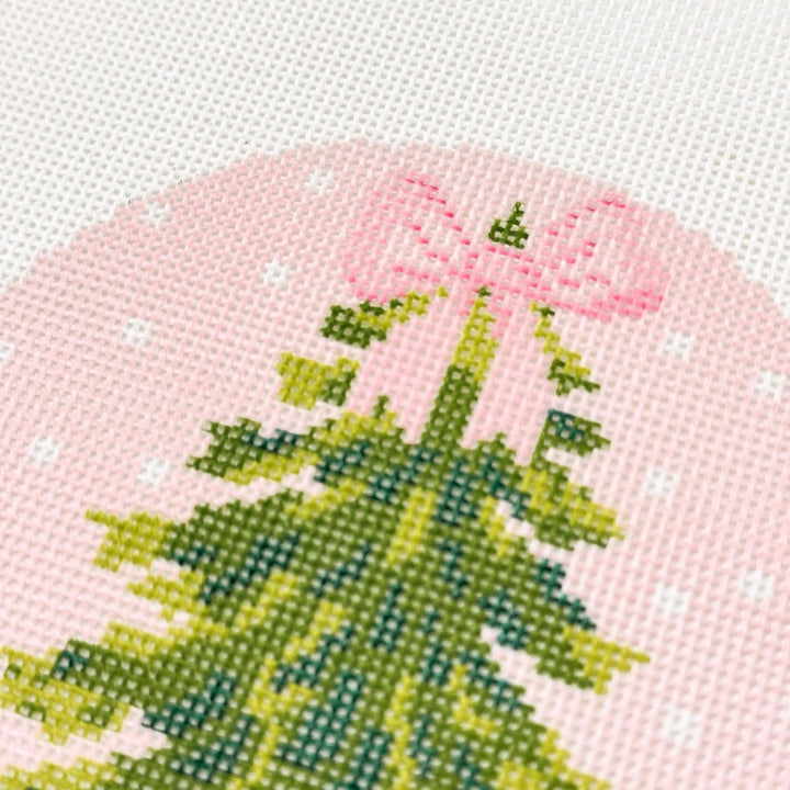 Cotswold Co. Designs Hand - Painted Needlepoint Canvas – Bow Christmas Tree Ornament, 4”, 18 Mesh - Pisgah Needleworks