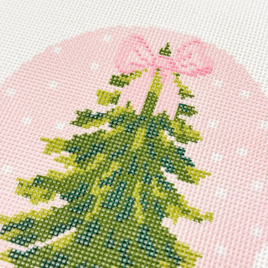 Cotswold Co. Designs Hand - Painted Needlepoint Canvas – Bow Christmas Tree Ornament, 4”, 18 Mesh - Pisgah Needleworks