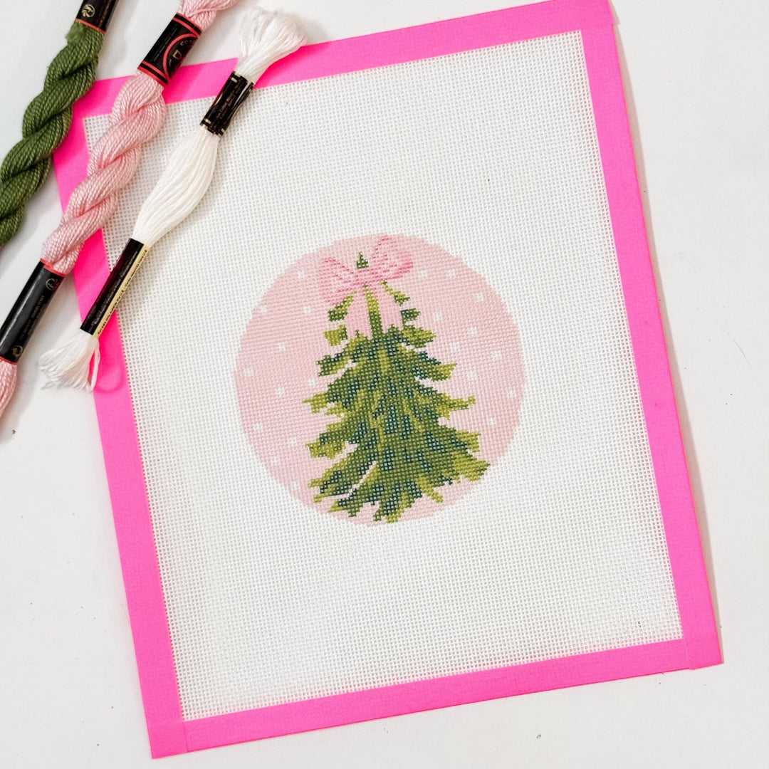 Cotswold Co. Designs Hand - Painted Needlepoint Canvas – Bow Christmas Tree Ornament, 4”, 18 Mesh - Pisgah Needleworks