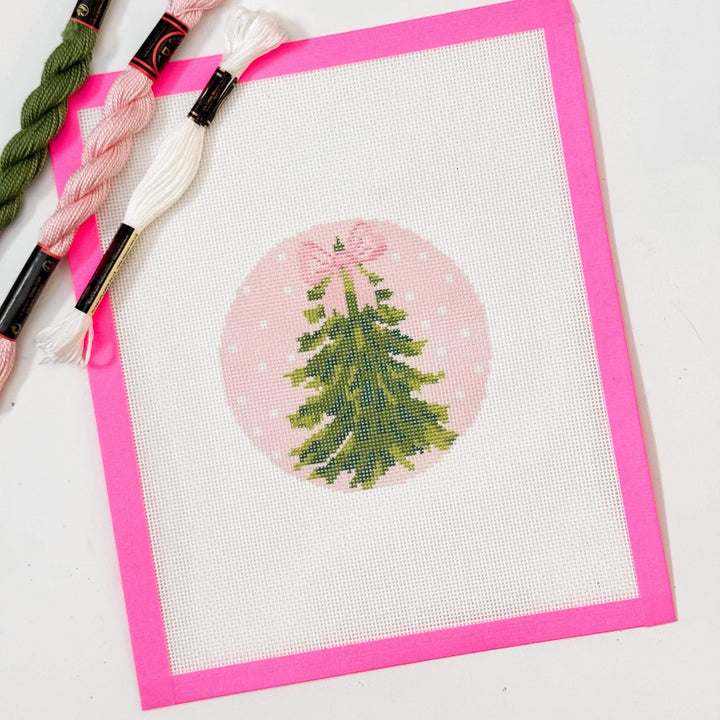 Cotswold Co. Designs Hand - Painted Needlepoint Canvas – Bow Christmas Tree Ornament, 4”, 18 Mesh - Pisgah Needleworks