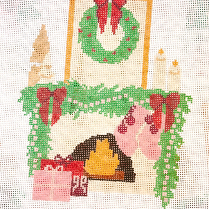 Cotswold Co. Designs Hand - Painted Needlepoint Canvas – Christmas Fireplace, 8”, 18 Mesh - Pisgah Needleworks