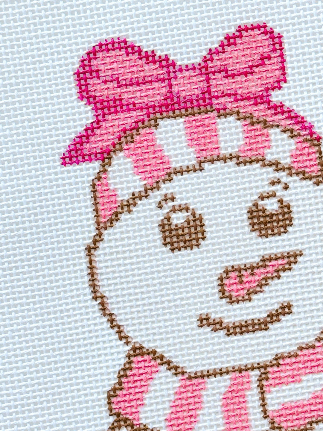 Cotswold Co. Designs Hand - Painted Needlepoint Canvas – Pink Snowman, 4x7”, 18 Mesh - Pisgah Needleworks