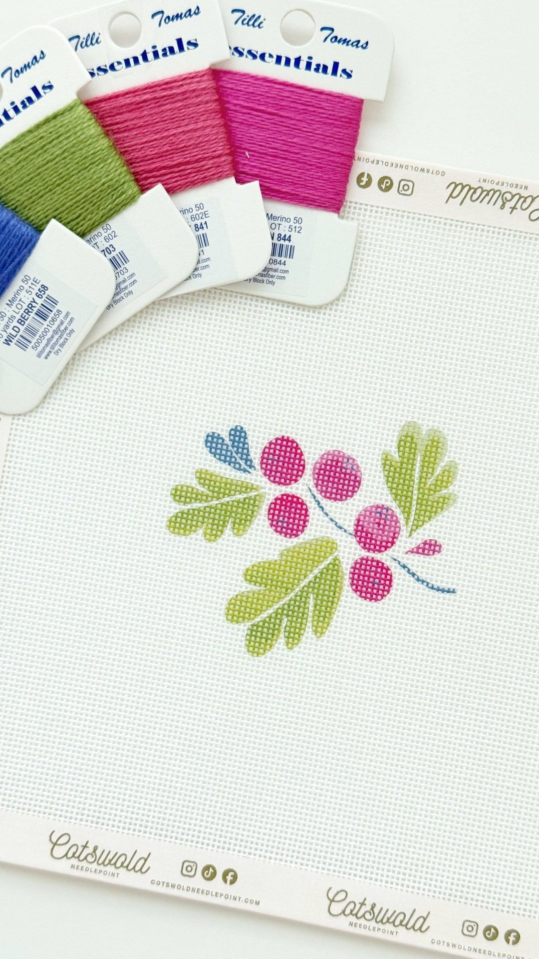 Cotswold Co Designs – Holly Berries Christmas Needlepoint Canvas - Pisgah Needleworks