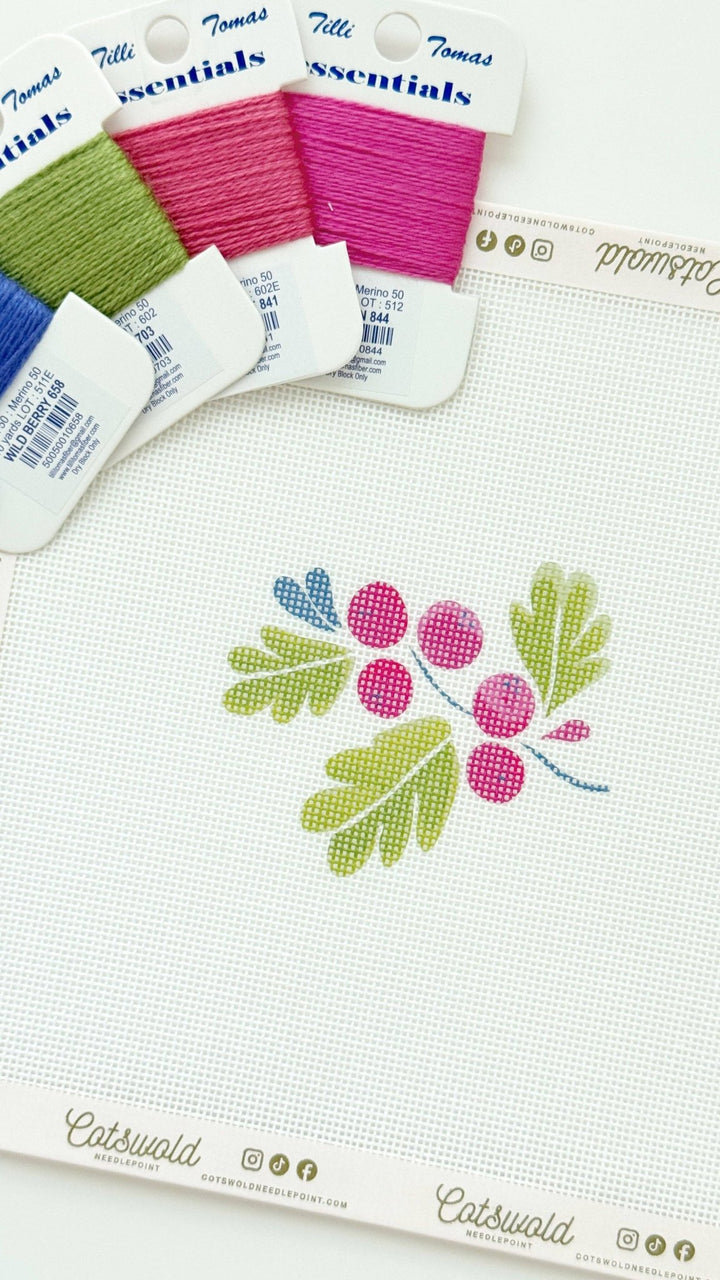 Cotswold Co Designs – Holly Berries Christmas Needlepoint Canvas - Pisgah Needleworks