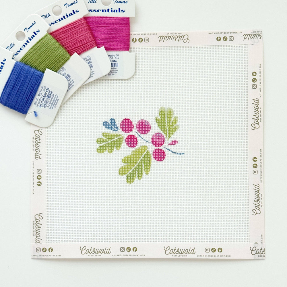 Cotswold Co Designs – Holly Berries Christmas Needlepoint Canvas - Pisgah Needleworks
