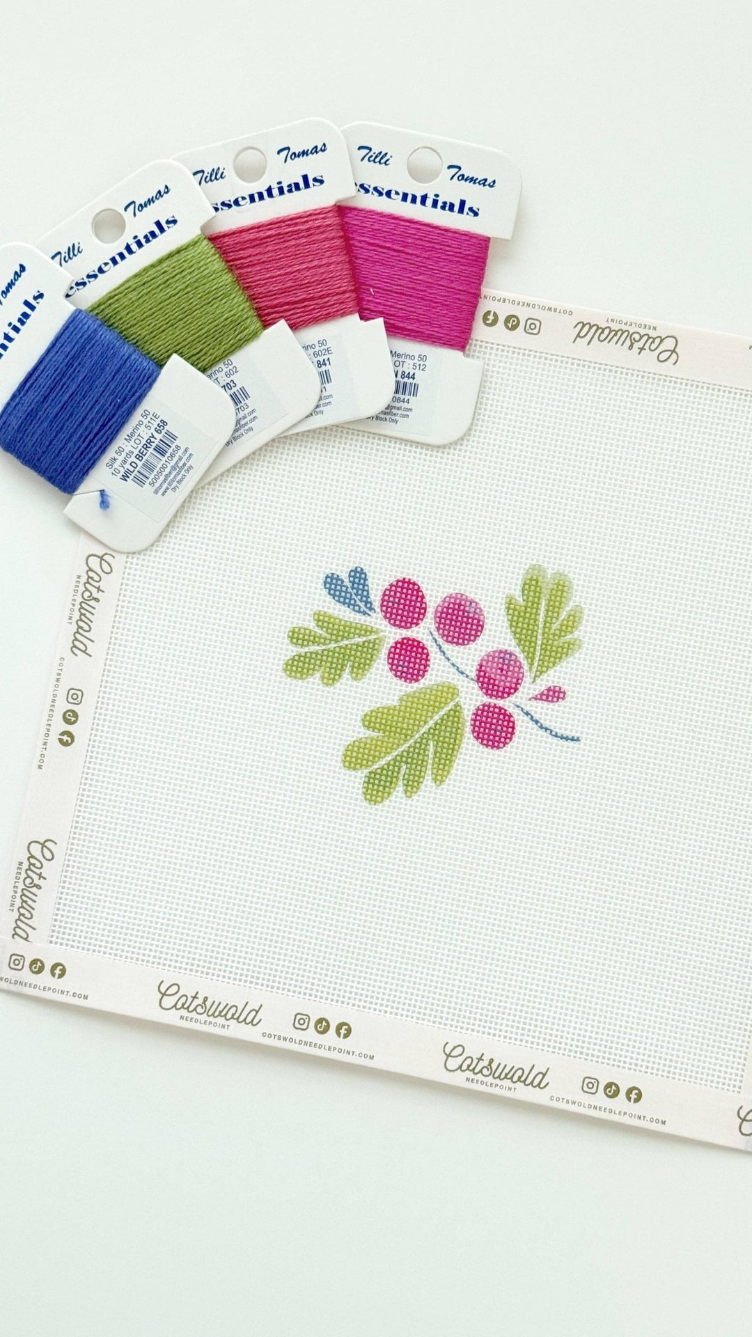 Cotswold Co Designs – Holly Berries Christmas Needlepoint Canvas - Pisgah Needleworks
