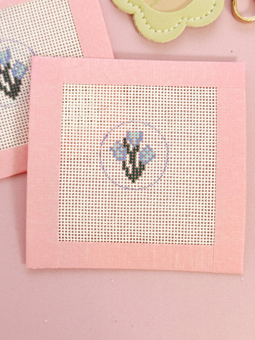 Cotswold Co Designs - Mini Bag Tag Flower Cotswold Co Designs Mini Flower Bag Tag Needlepoint Canvas – 1” Hand - Painted on 18 Mesh Canvas Hand Painted Key Fob Canvas Mini 1”x1” 18 Mesh - Pisgah Needleworks