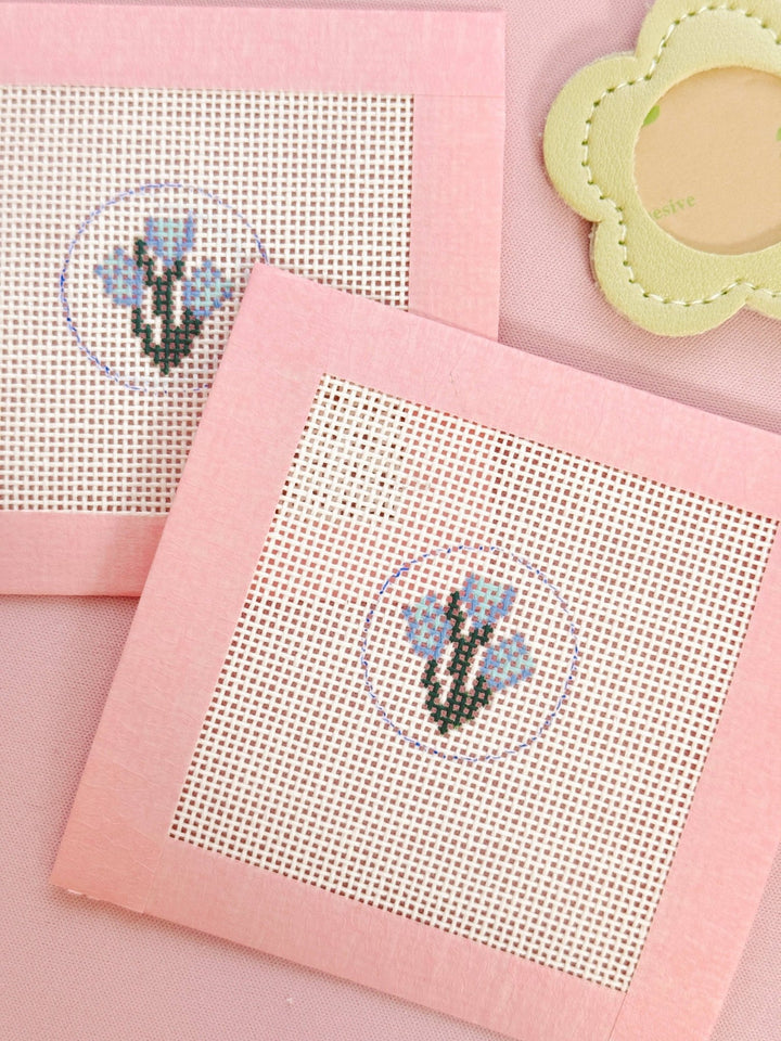 Cotswold Co Designs - Mini Bag Tag Flower Cotswold Co Designs Mini Flower Bag Tag Needlepoint Canvas – 1” Hand - Painted on 18 Mesh Canvas Hand Painted Key Fob Canvas Mini 1”x1” 18 Mesh - Pisgah Needleworks