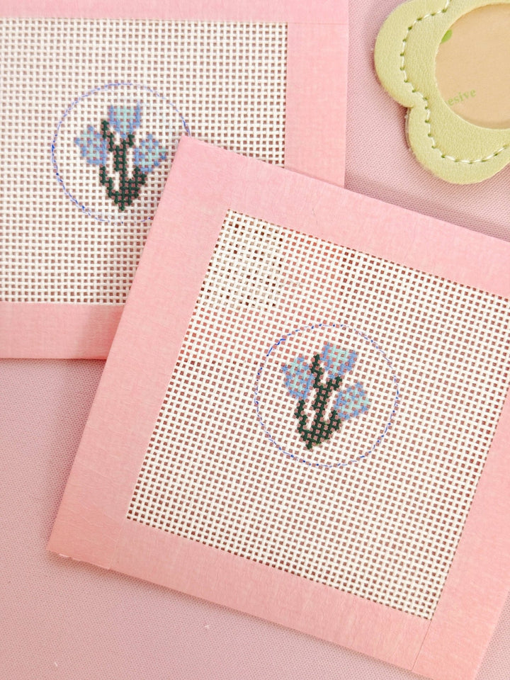 Cotswold Co Designs - Mini Bag Tag Flower Cotswold Co Designs Mini Flower Bag Tag Needlepoint Canvas – 1” Hand - Painted on 18 Mesh Canvas Hand Painted Key Fob Canvas Mini 1”x1” 18 Mesh - Pisgah Needleworks