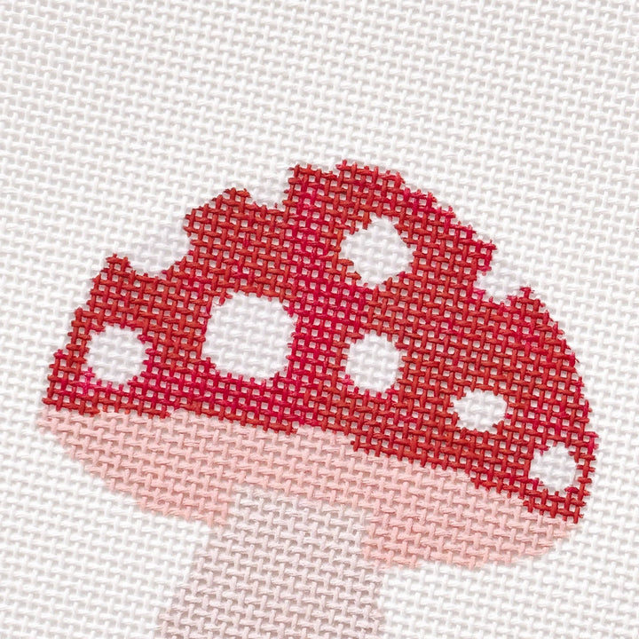 Cotswold Co Designs Mini Mushroom Needlepoint Canvas – 3” Hand - Painted on 18 Mesh - Pisgah Needleworks