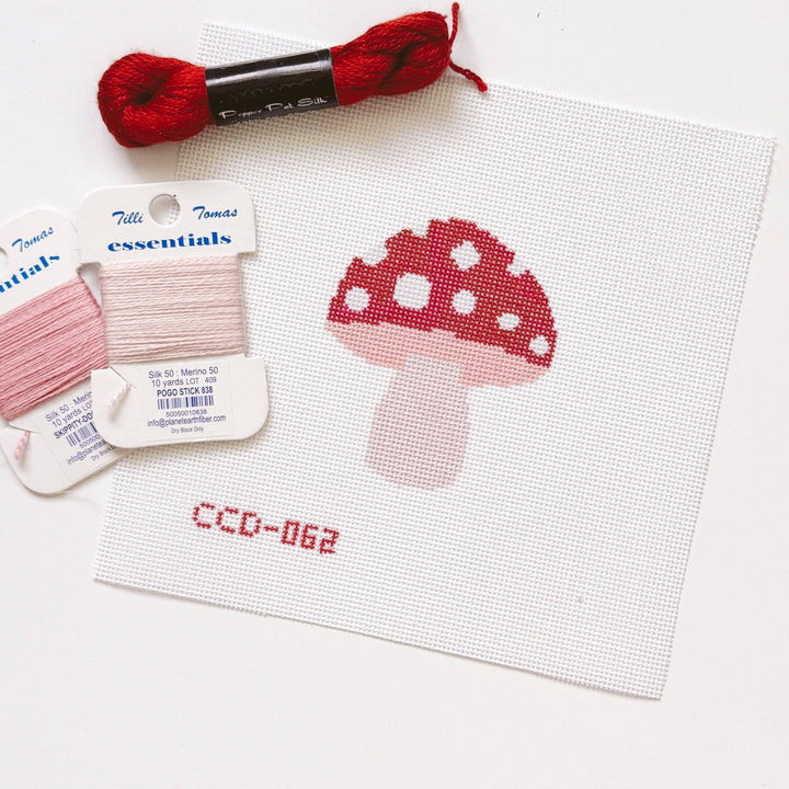 Cotswold Co Designs Mini Mushroom Needlepoint Canvas – 3” Hand - Painted on 18 Mesh - Pisgah Needleworks