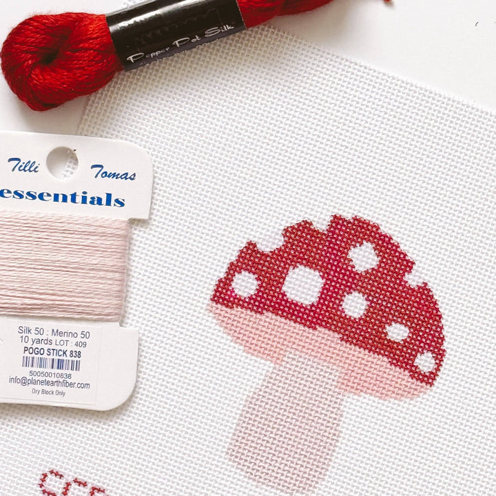 Cotswold Co Designs Mini Mushroom Needlepoint Canvas – 3” Hand - Painted on 18 Mesh - Pisgah Needleworks