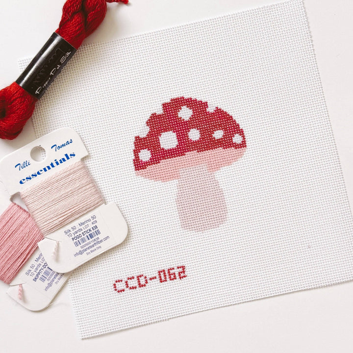 Cotswold Co Designs Mini Mushroom Needlepoint Canvas – 3” Hand - Painted on 18 Mesh - Pisgah Needleworks