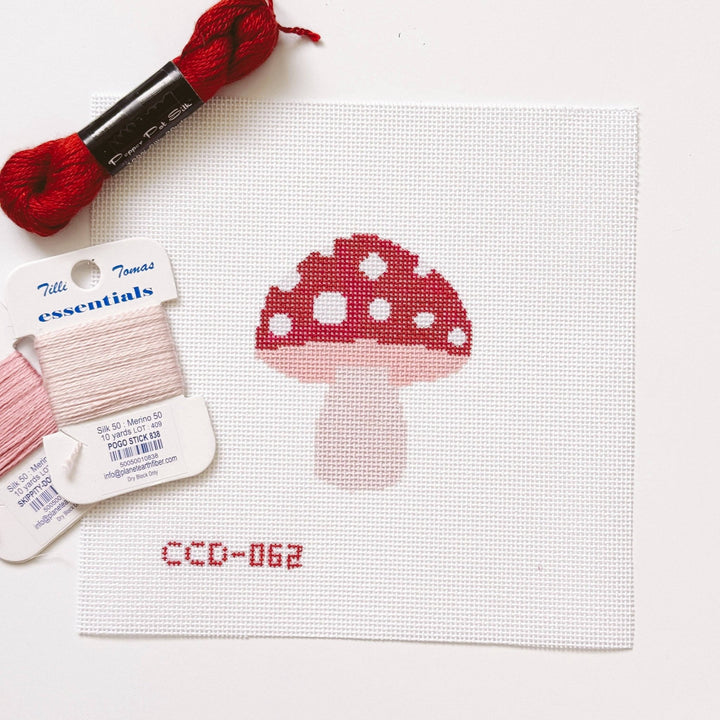 Cotswold Co Designs Mini Mushroom Needlepoint Canvas – 3” Hand - Painted on 18 Mesh - Pisgah Needleworks