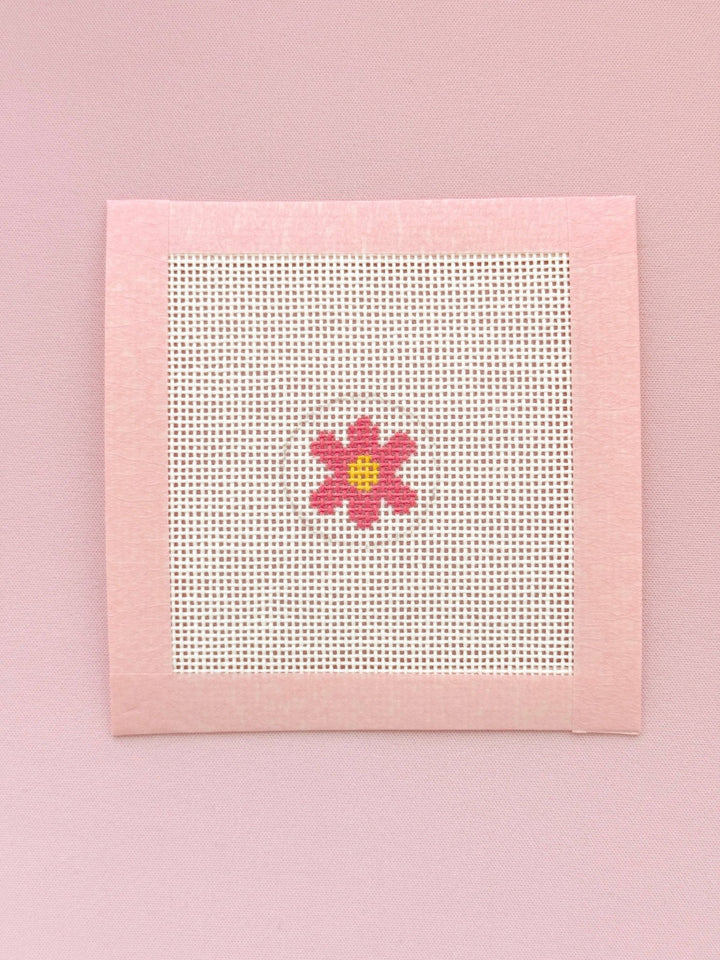 Cotswold Co Designs – Mini Retro Flower Bag Tag Needlepoint Canvas | 18 Mesh - Pisgah Needleworks