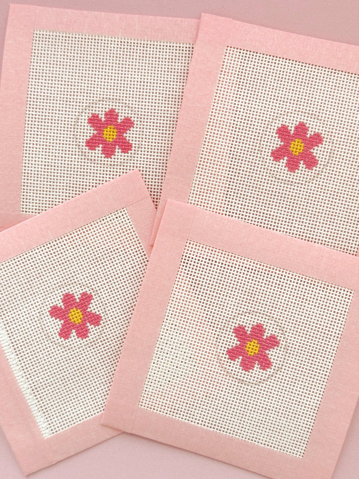 Cotswold Co Designs – Mini Retro Flower Bag Tag Needlepoint Canvas | 18 Mesh - Pisgah Needleworks