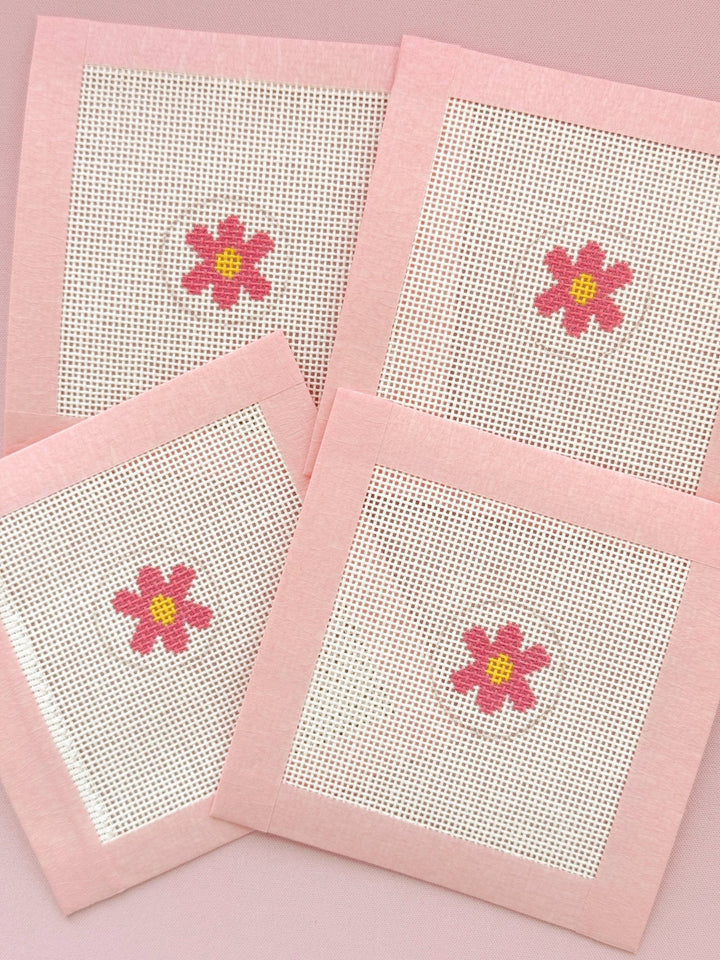 Cotswold Co Designs – Mini Retro Flower Bag Tag Needlepoint Canvas | 18 Mesh - Pisgah Needleworks