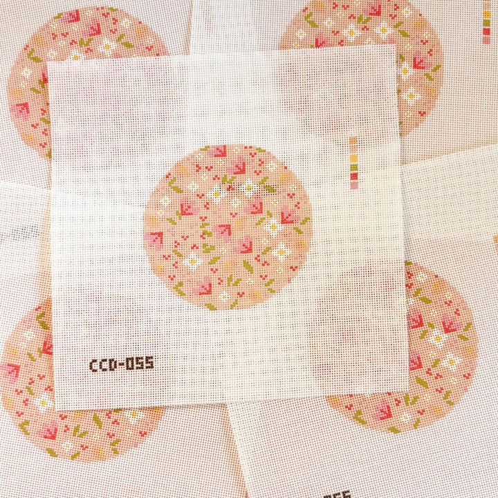 Cotswold Co Designs – Minimal Flower Round Needlepoint Canvas | 18 Mesh - Pisgah Needleworks