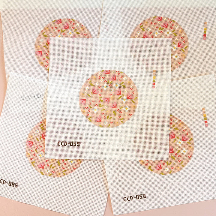 Cotswold Co Designs – Minimal Flower Round Needlepoint Canvas | 18 Mesh - Pisgah Needleworks