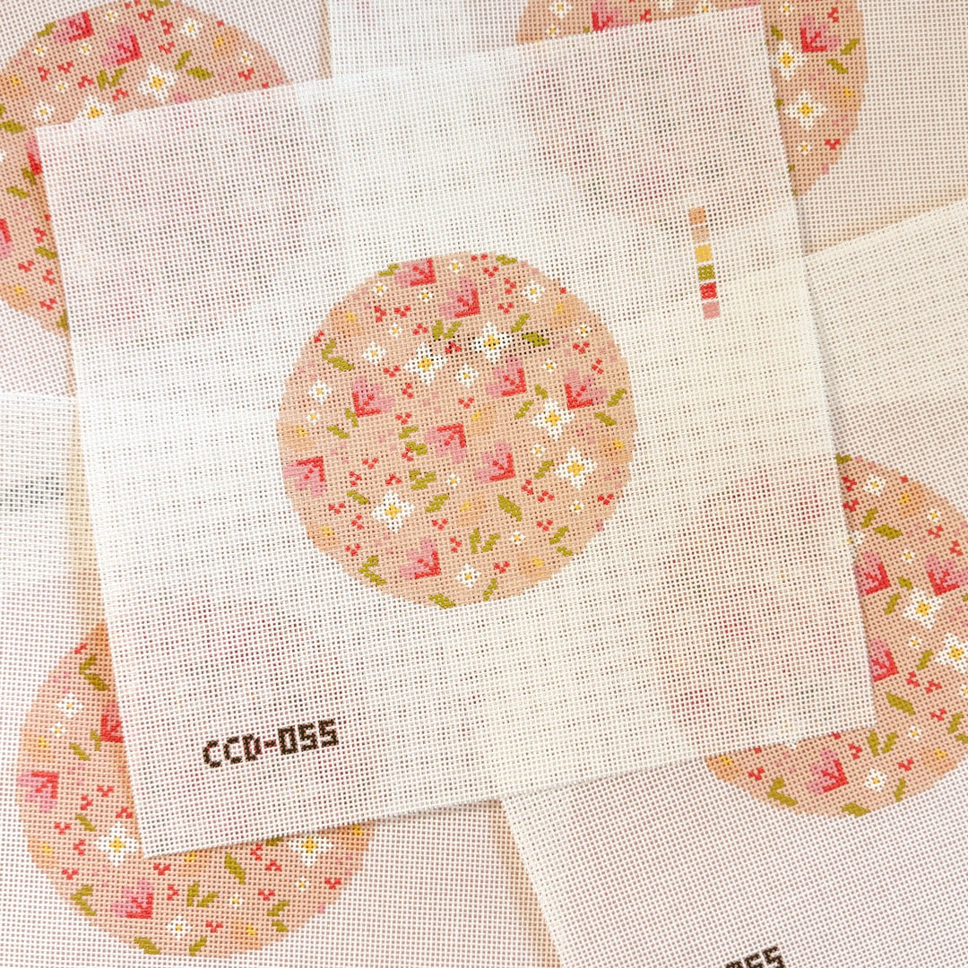 Cotswold Co Designs – Minimal Flower Round Needlepoint Canvas | 18 Mesh - Pisgah Needleworks