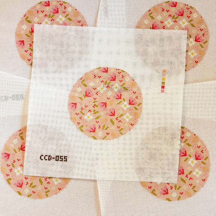 Cotswold Co Designs – Minimal Flower Round Needlepoint Canvas | 18 Mesh - Pisgah Needleworks