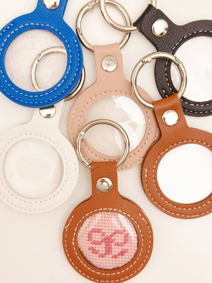 Cotswold Co Designs - Needlepoint Self Finishing PU Leather Key Fob Bag Tag Interchangeable Finishing Keychain: Black - Pisgah Needleworks