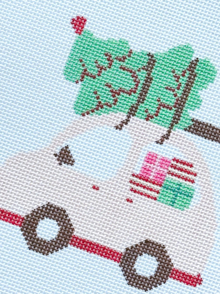 Cotswold Co Designs Pink Christmas Car Needlepoint Canvas | 18 Mesh - Pisgah Needleworks
