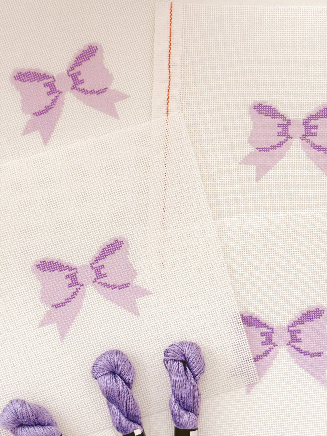 Cotswold Co Designs – Purple Bow Needlepoint Canvas (2" x 3") – 18 Mesh - Pisgah Needleworks