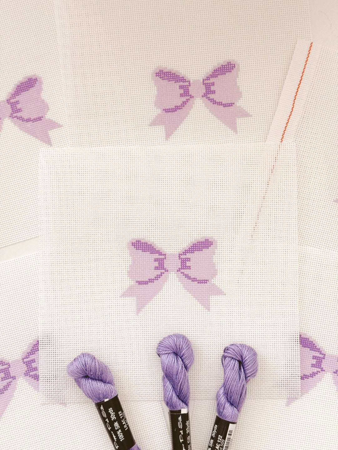 Cotswold Co Designs – Purple Bow Needlepoint Canvas (2" x 3") – 18 Mesh - Pisgah Needleworks