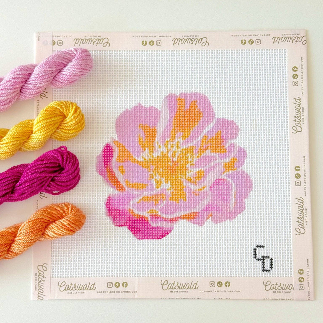 Cotswold Co Designs – Tropical Pink Flower Needlepoint Canvas - Pisgah Needleworks