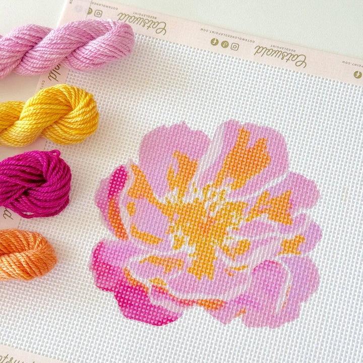 Cotswold Co Designs – Tropical Pink Flower Needlepoint Canvas - Pisgah Needleworks