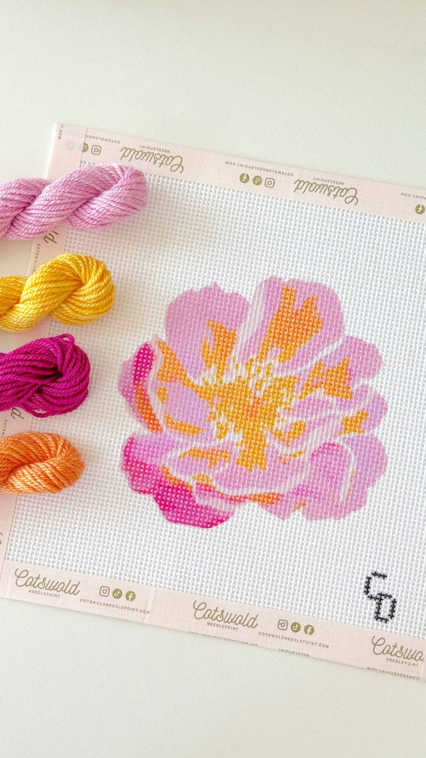 Cotswold Co Designs – Tropical Pink Flower Needlepoint Canvas - Pisgah Needleworks