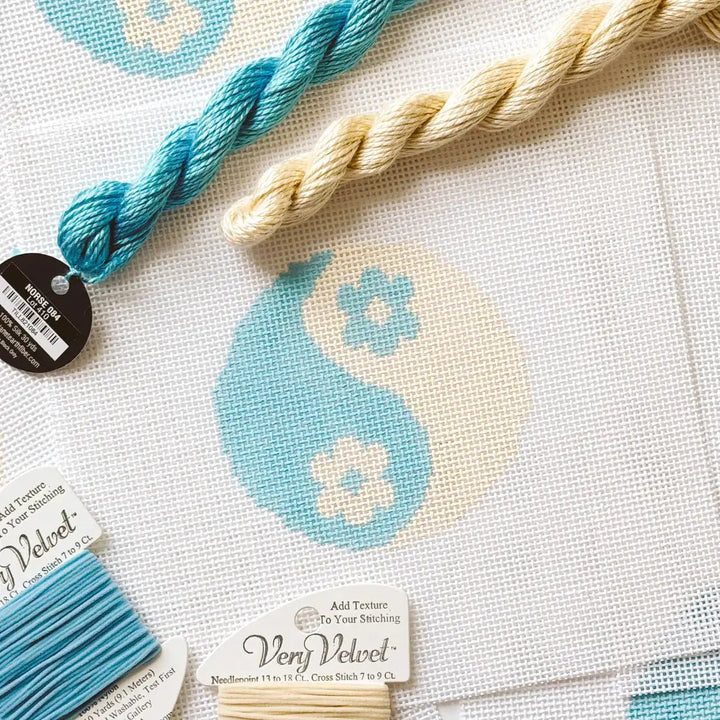 Cotswold Co Designs - Yin Yang Flower Needlepoint Ornament Canvas, Needlepoint - Pisgah Needleworks