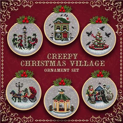 Creepy Christmas Village Ornament Set – Lola Crow Cross Stitch Pattern - Pisgah Needleworks