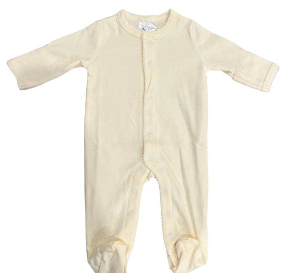 Southern Proper Blanks - Footies - Picot Trim: White w/Blue / 0-3 - Pisgah Needleworks