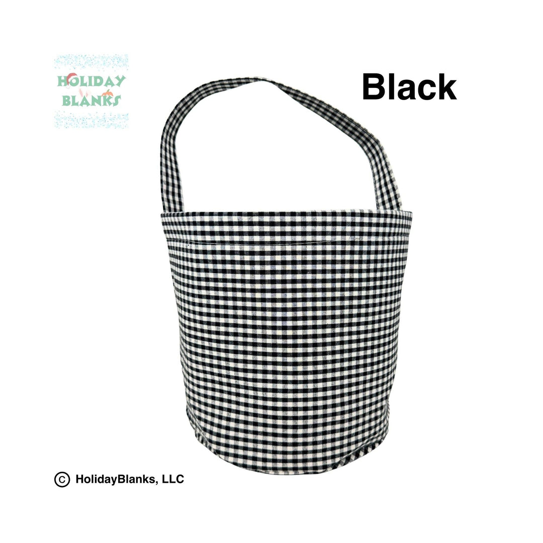 Holiday Blanks - 2025  HB Gingham Halloween basket embroidery blanks: Black - Pisgah Needleworks