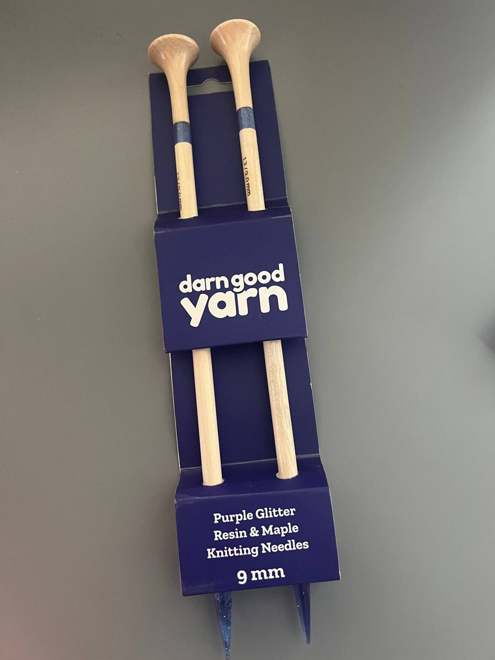 Darn Good Yarn - Purple Glitter Resin & Maple Knitting Needles: Size US 10/6.0mm - Pisgah Needleworks