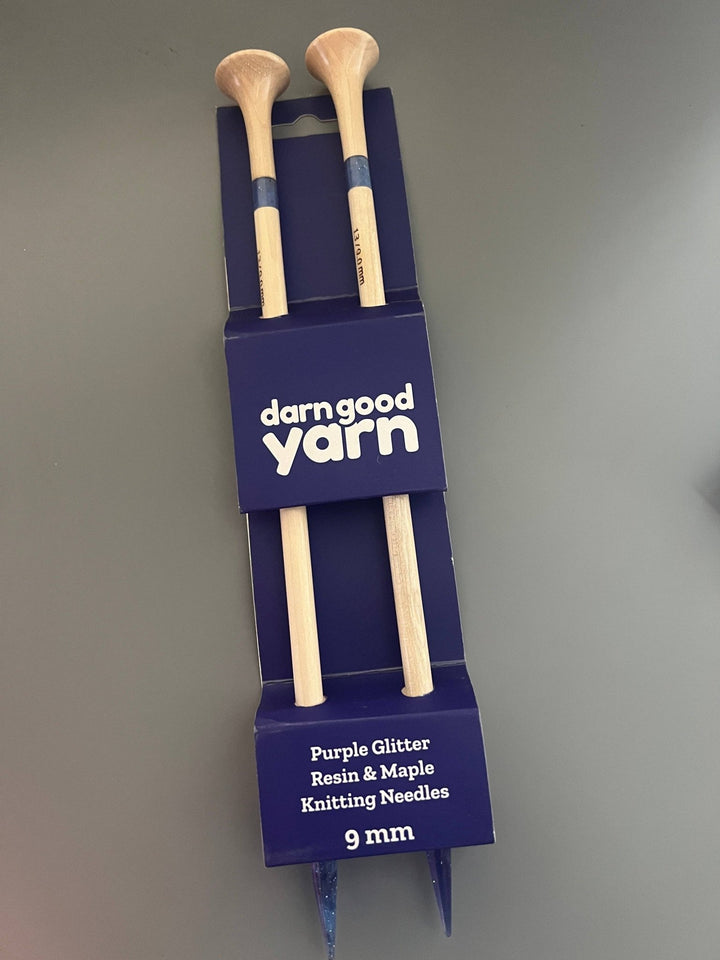 Darn Good Yarn - Purple Glitter Resin & Maple Knitting Needles: Size US 11/8.0mm - Pisgah Needleworks
